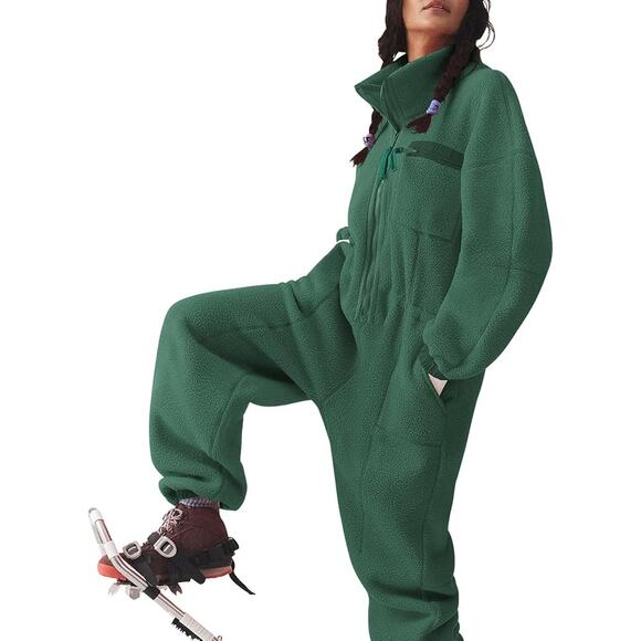 Womens Fleece Jumpsuit Onesie Winter Warm Overalls Large - Picture 3 of 9